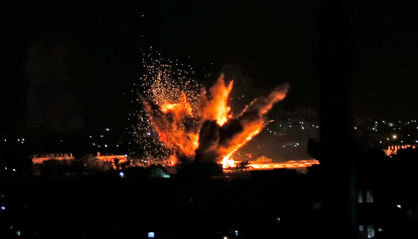 An explosion in the Gaza Strip after fresh outbreak of violence