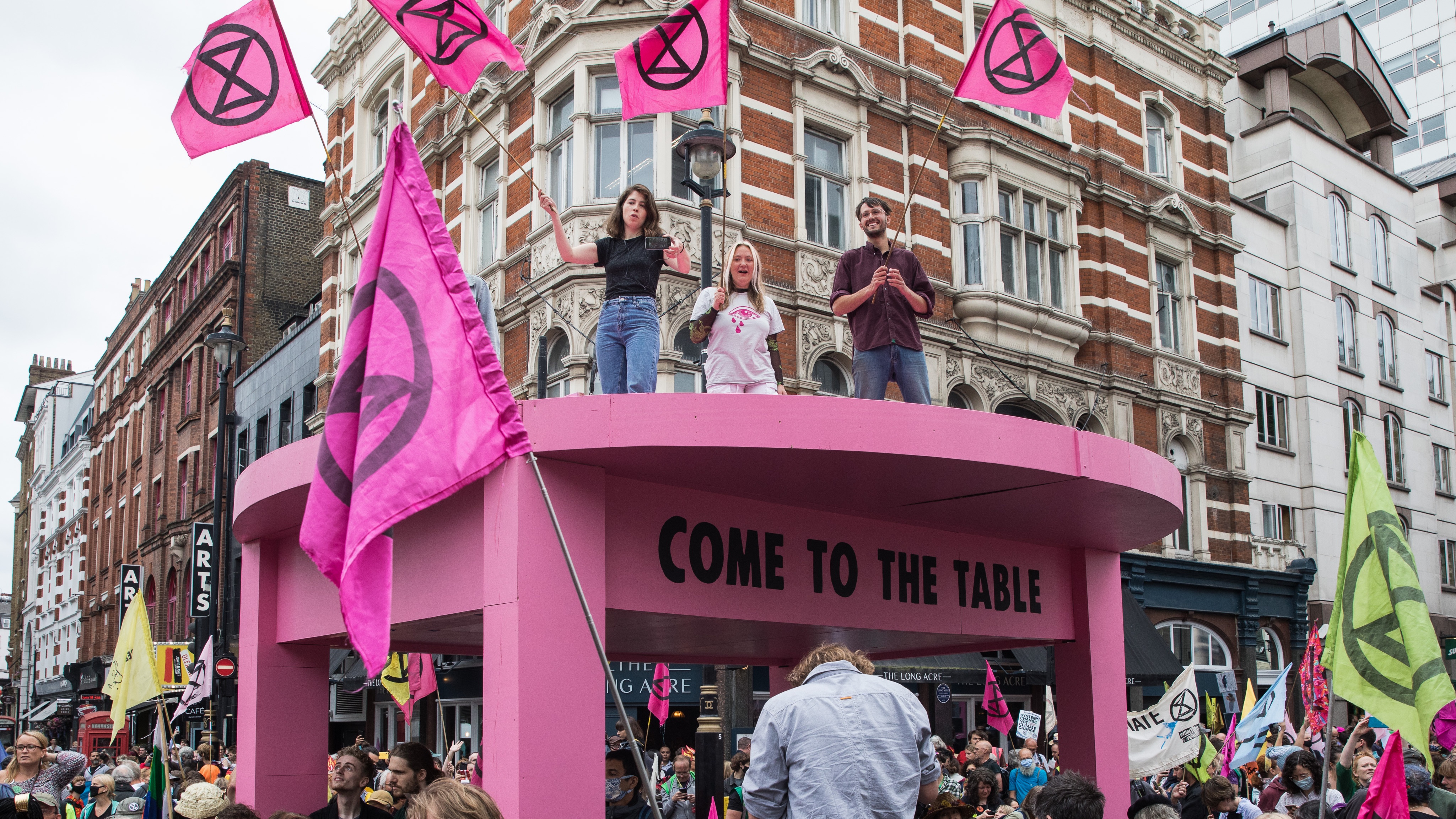 Extinction Rebellion protesters in Covent Garden 