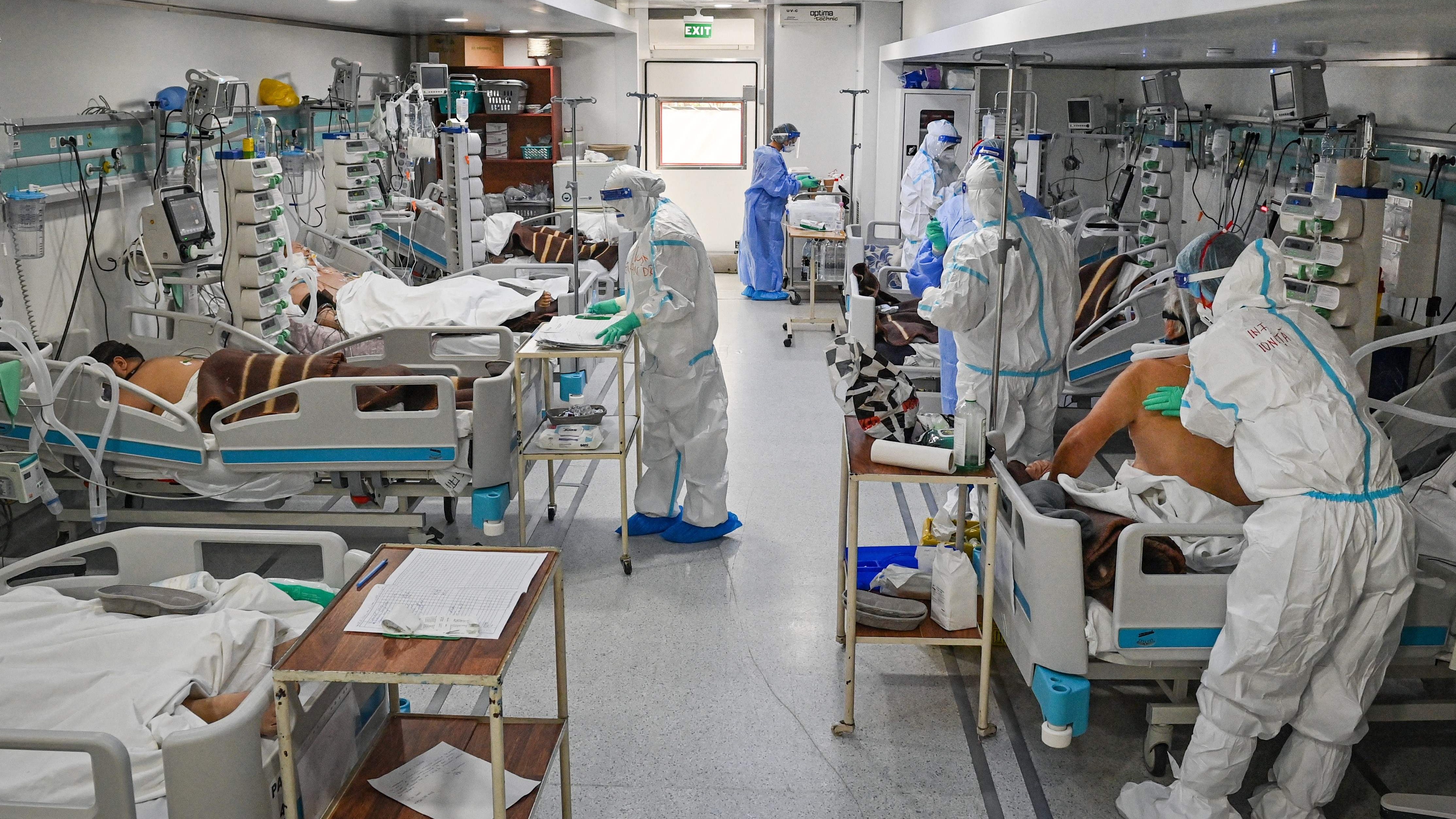 Hospital staff on a Covid-19 ward in Bucharest, Romania