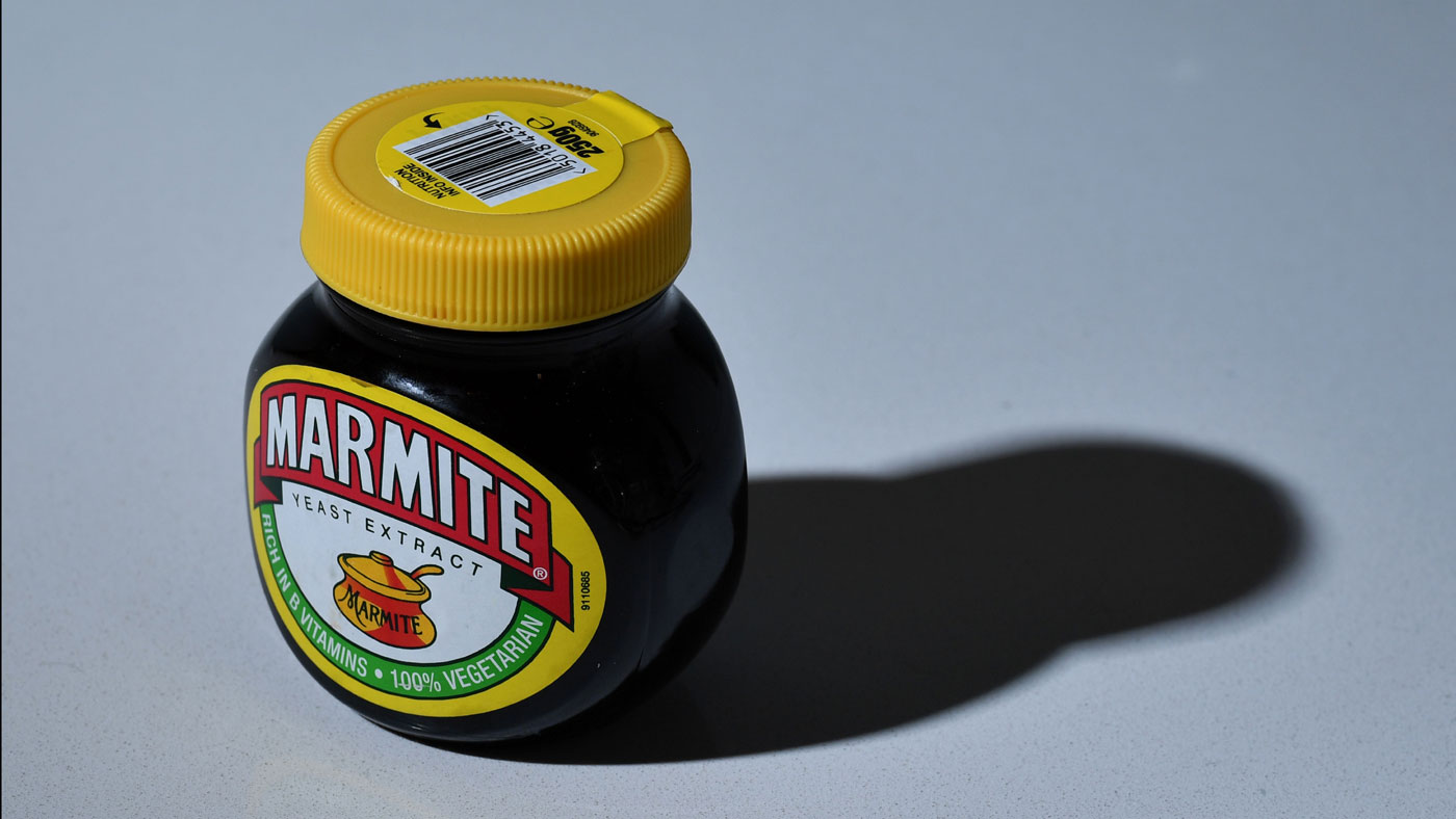 A jar of Marmite casts a shadow 