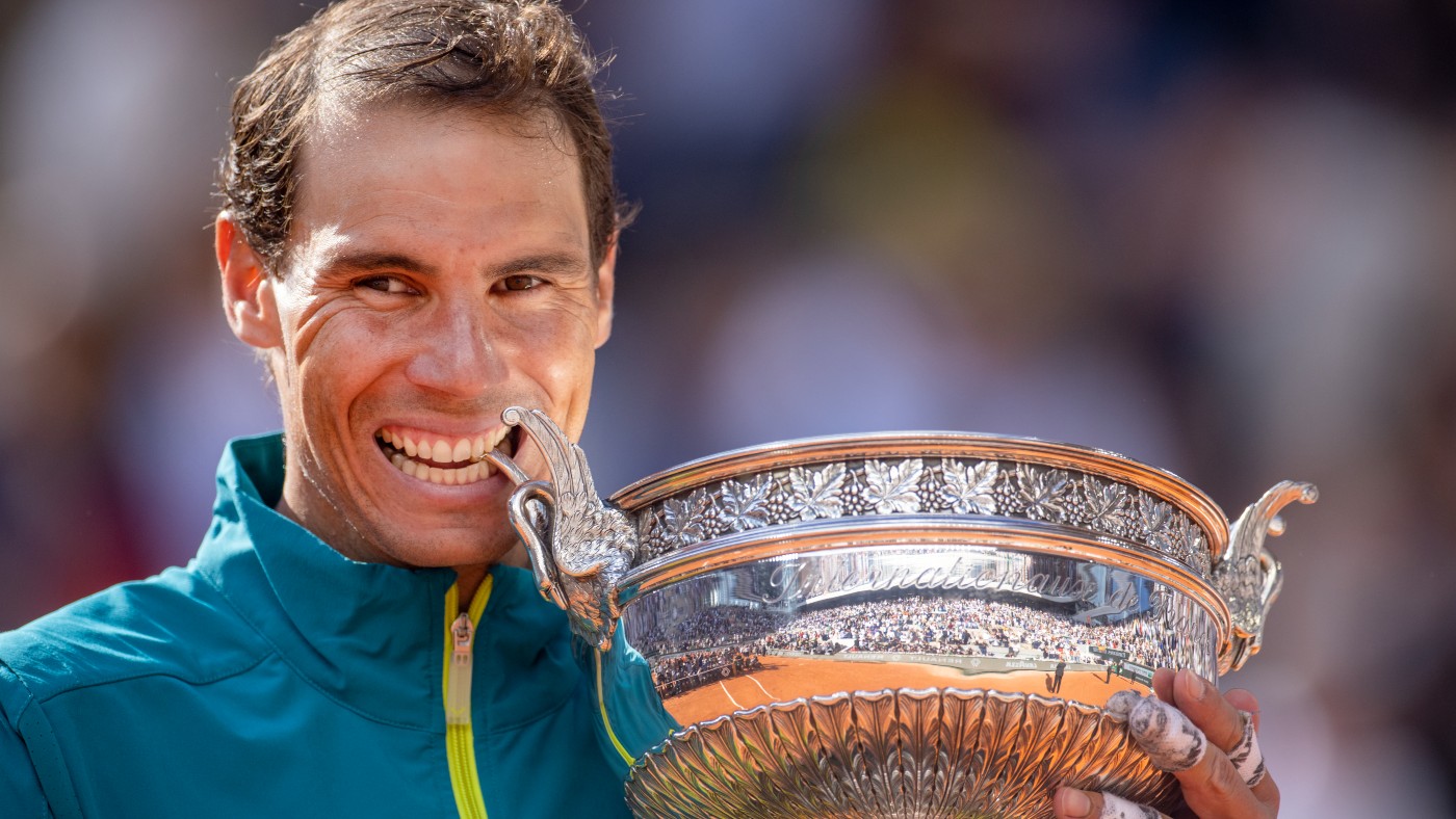 Rafael Nadal celebrates his 14th French Open title