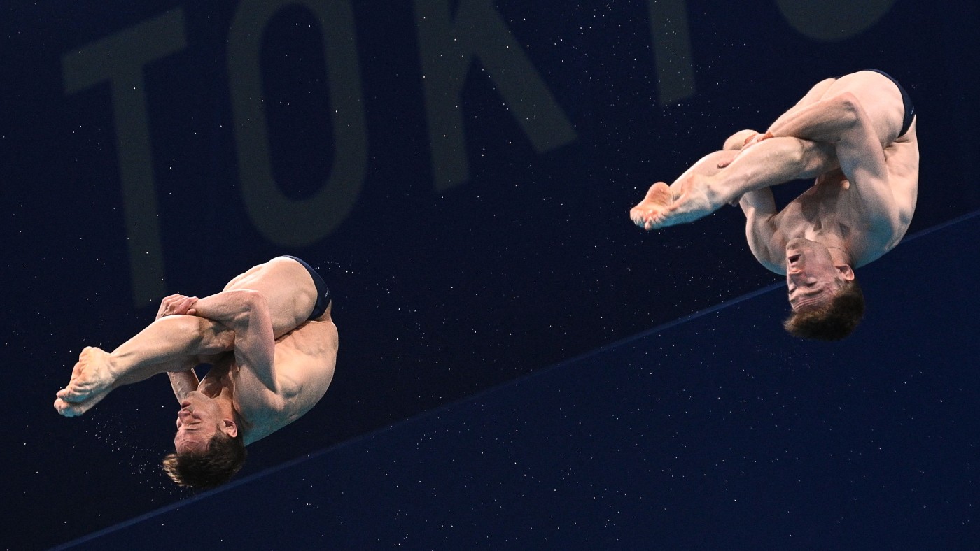 Tom Daley and Matty Lee in the men’s synchronised 10m platform diving final  