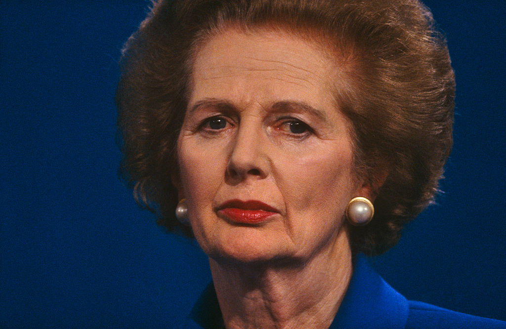 Margaret Thatcher giving her last speech as PM at the October 1990 Conservative Party Conference in Blackpool, Lancashire