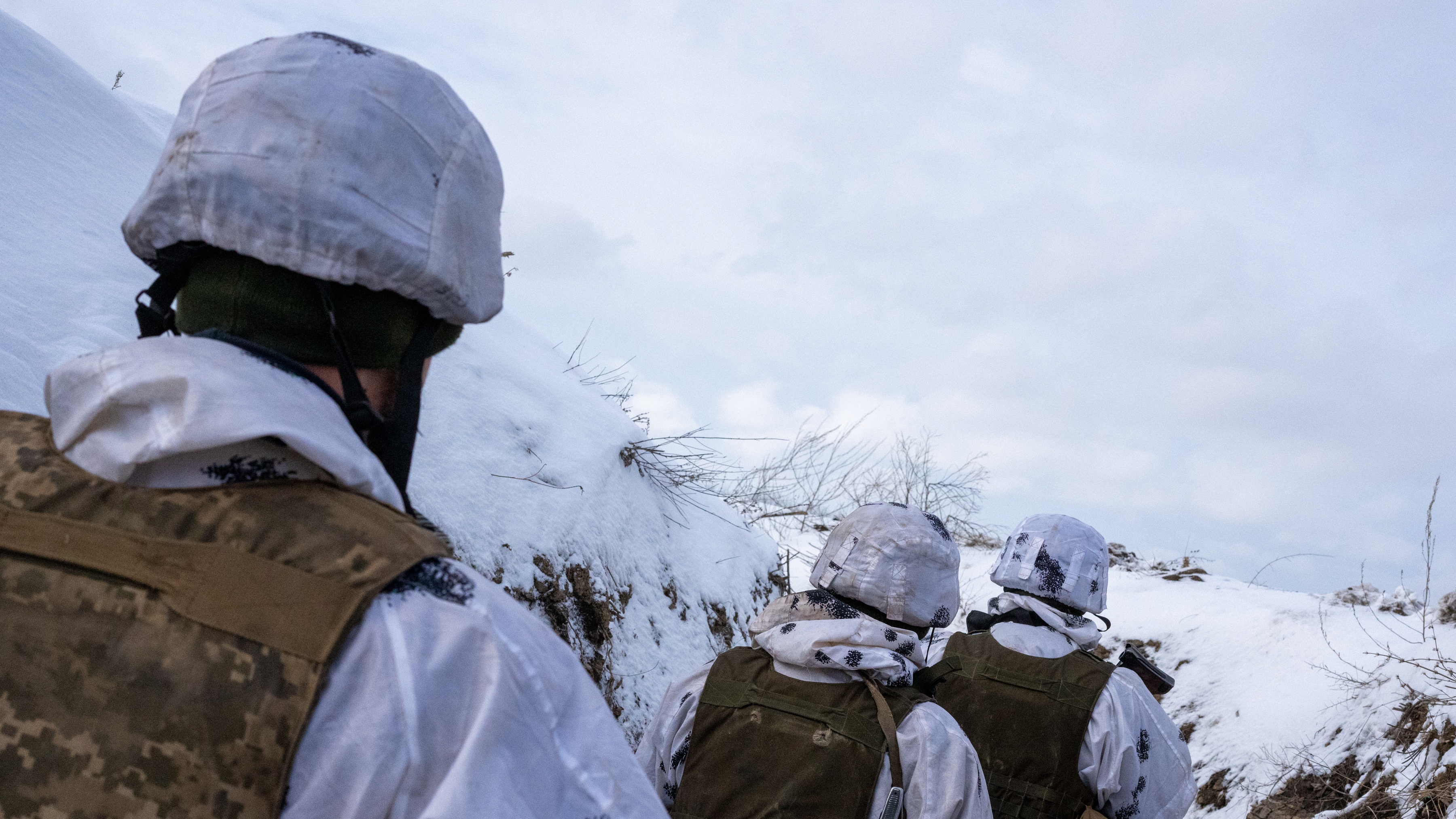 Ukrainian troops on the frontline in Svitlodarsk, Ukraine