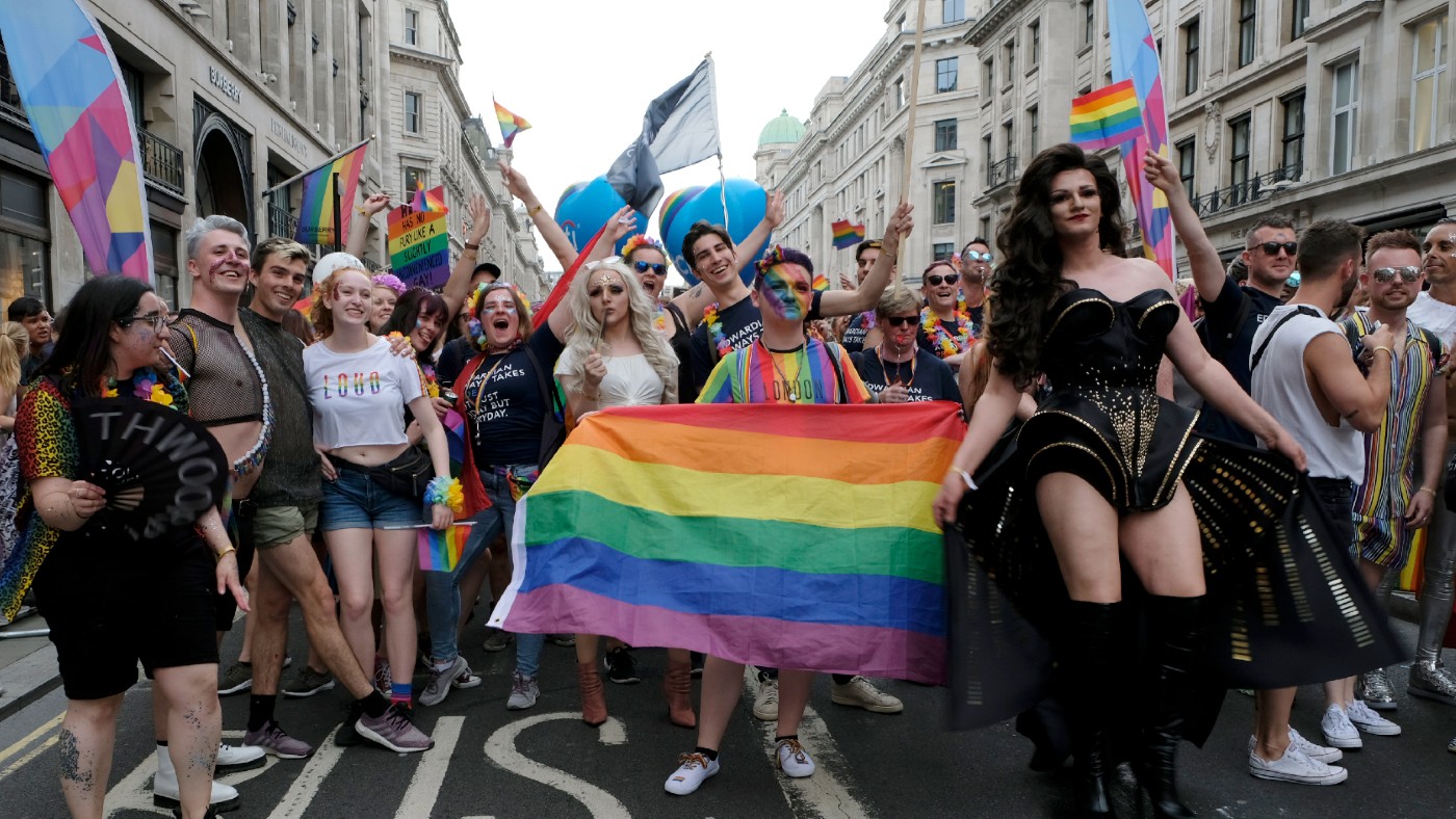 People celebrating Pride in London