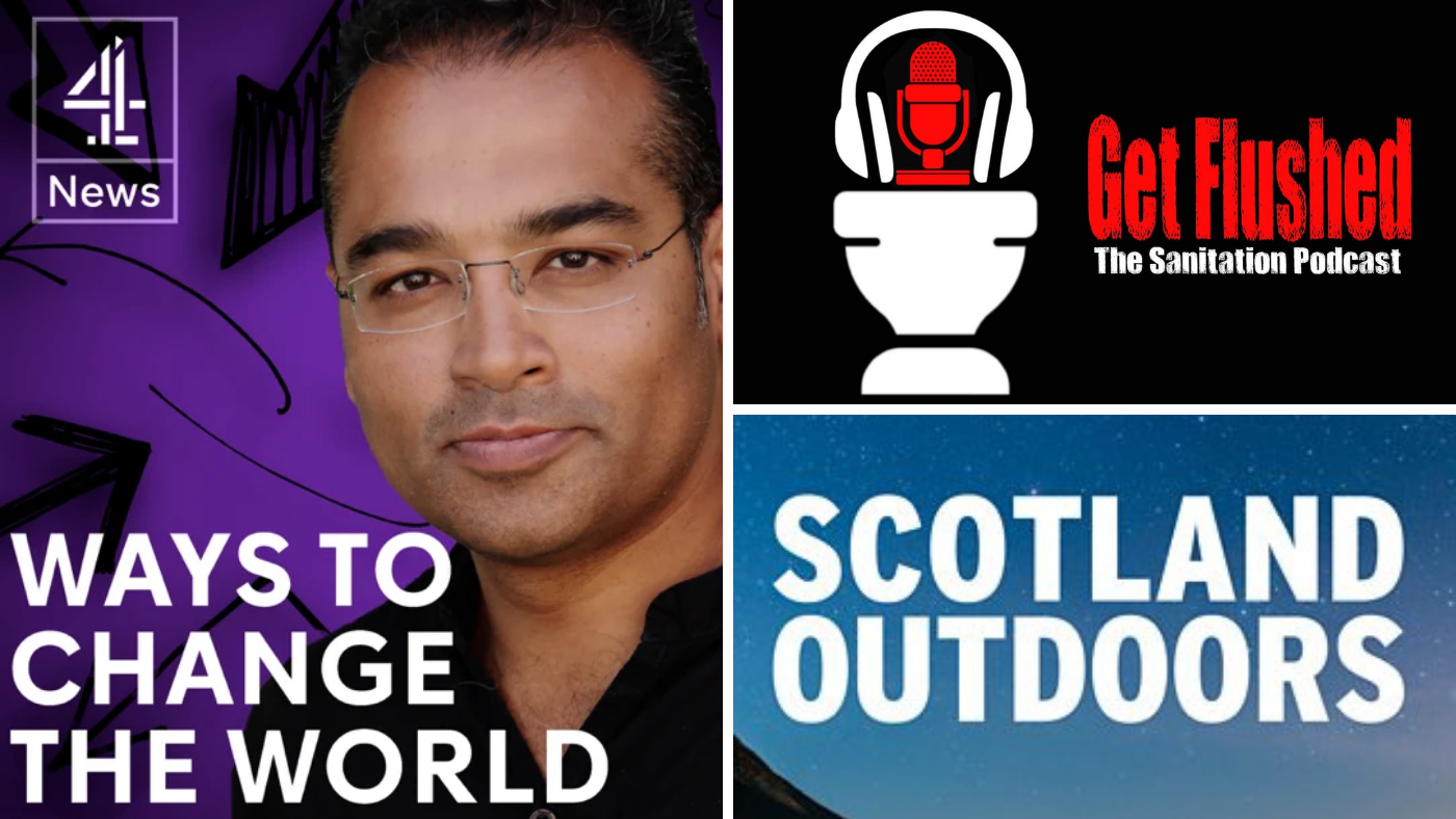 Clockwise from left: Ways to Change the World, Get Flushed and Scotland Outdoors