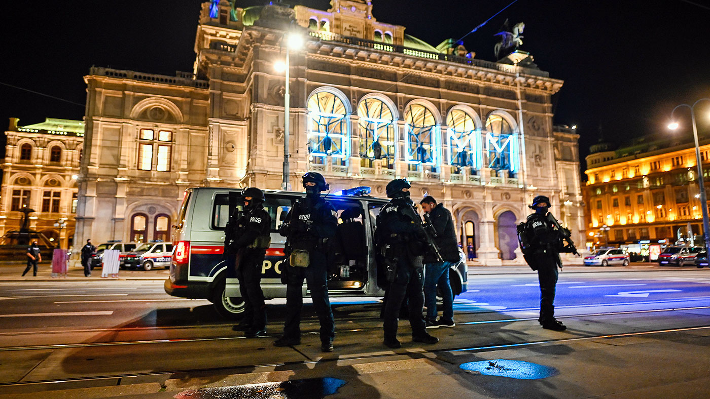 Armed police on the streets of Vienna