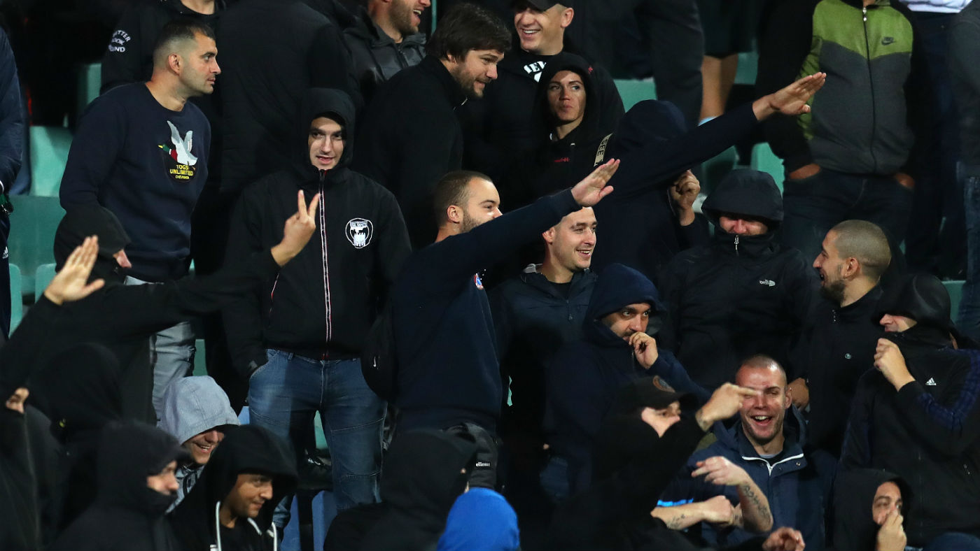 Some Bulgarian fans directed Nazi salutes and monkey chants at England players 