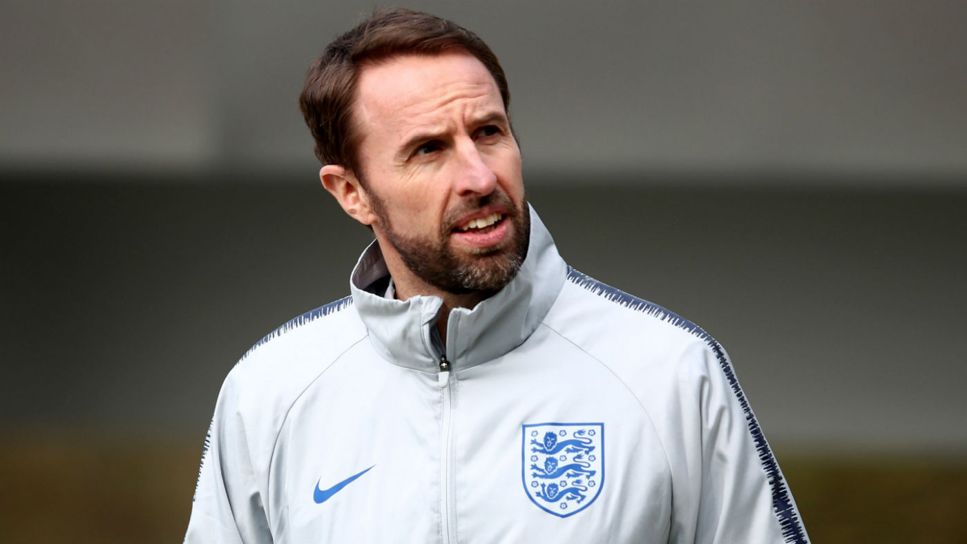 England manager Gareth Southgate takes training ahead of the match against Montenegro