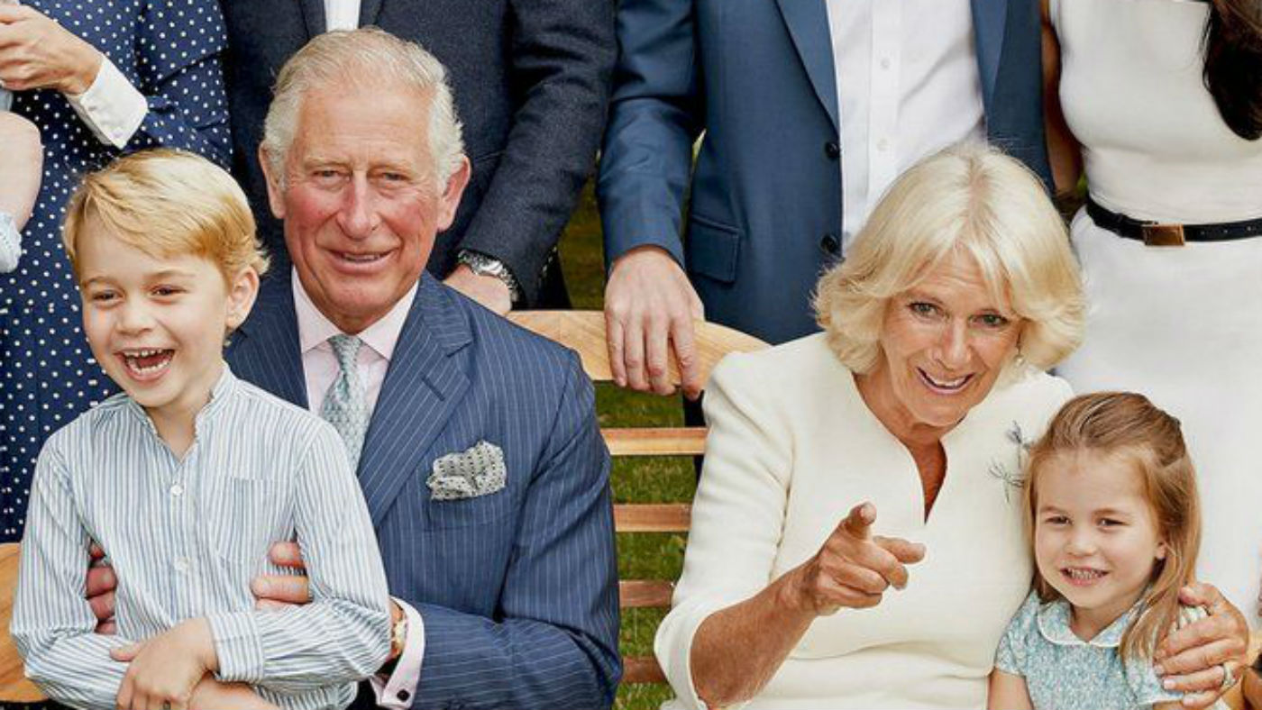 Prince Charles with Prince George, Camilla and Princess Charlotte to mark his 70th birthday.