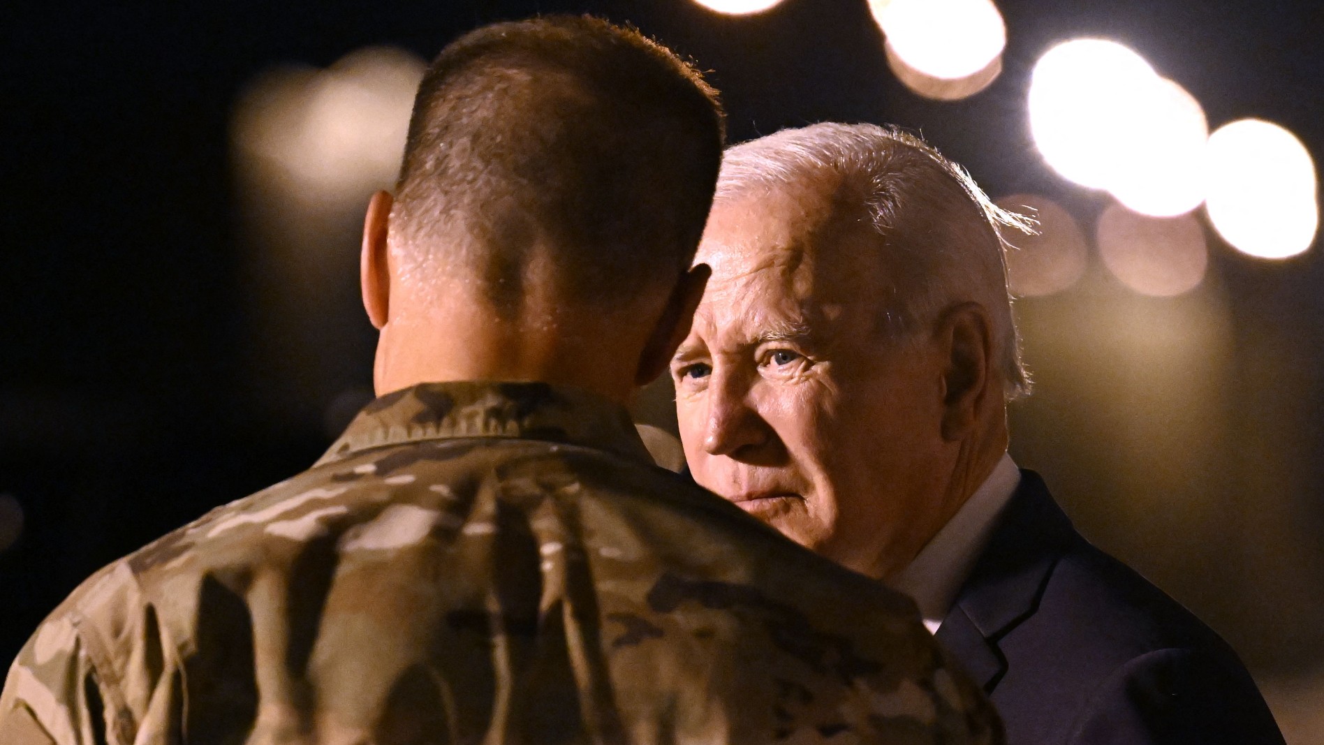 Joe Biden speaks to a US soldier 