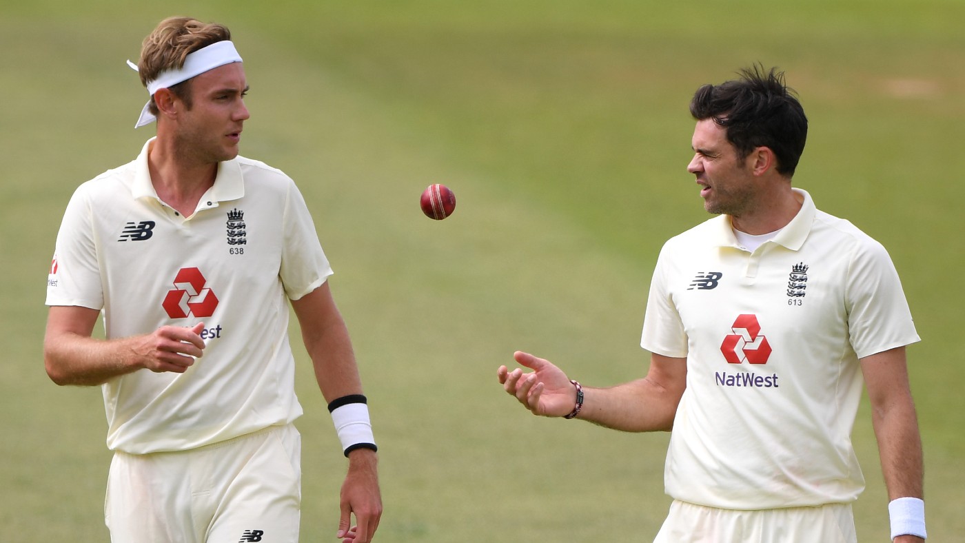 England bowlers Stuart Broad and James Anderson   