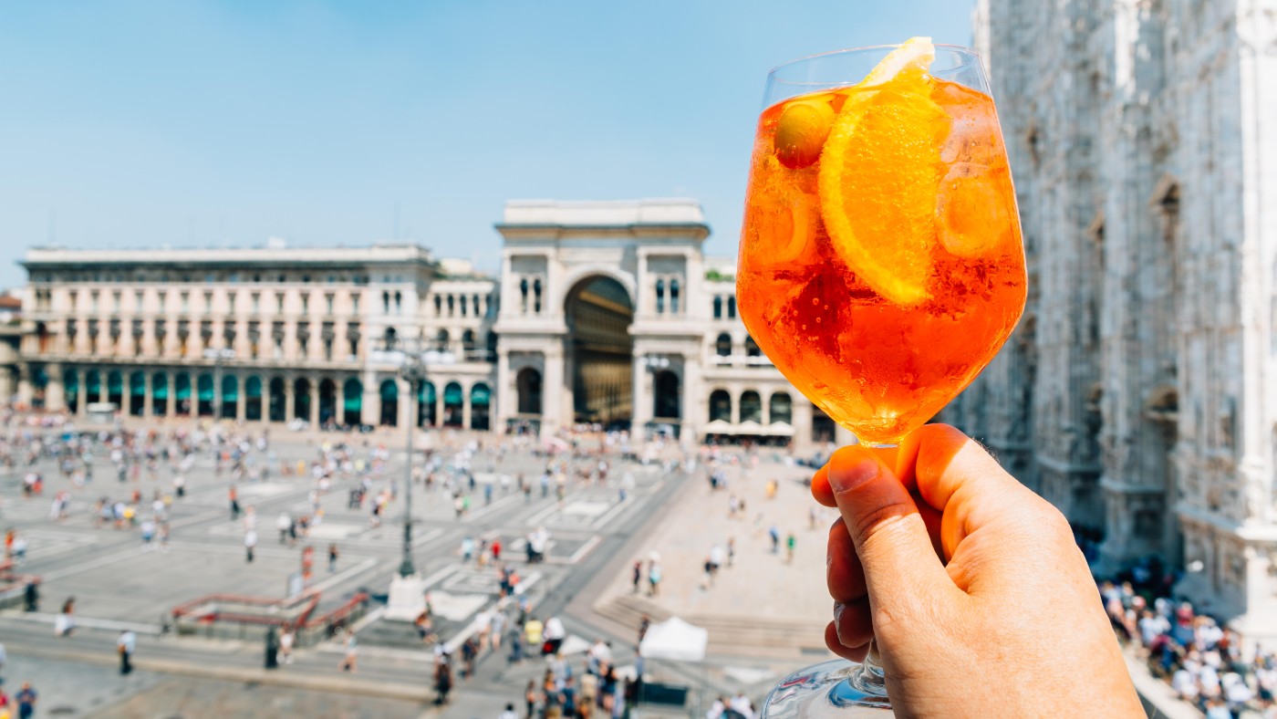 Enjoy an Aperol Spritz overlooking Piazza Duomo