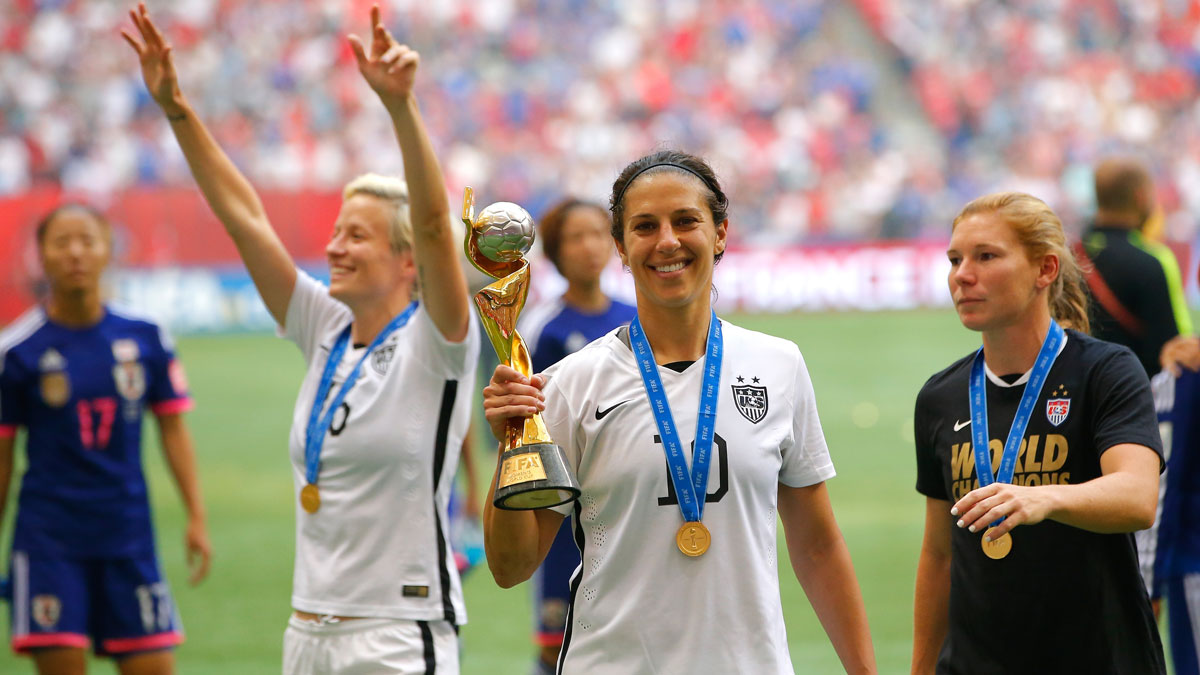 Carli Lloyd of the USA celebrates winning the Women&#039;s World Cup