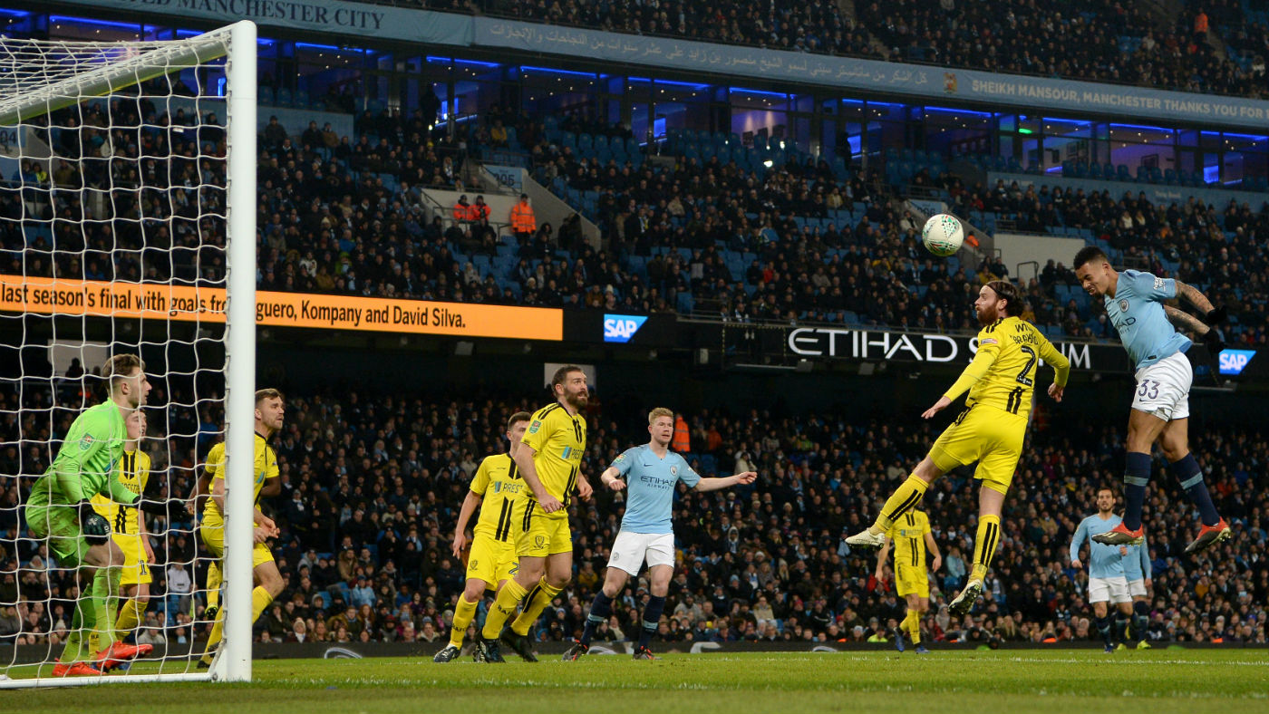 Manchester City striker Gabriel Jesus scored four goals in the 9-0 thrashing against Burton