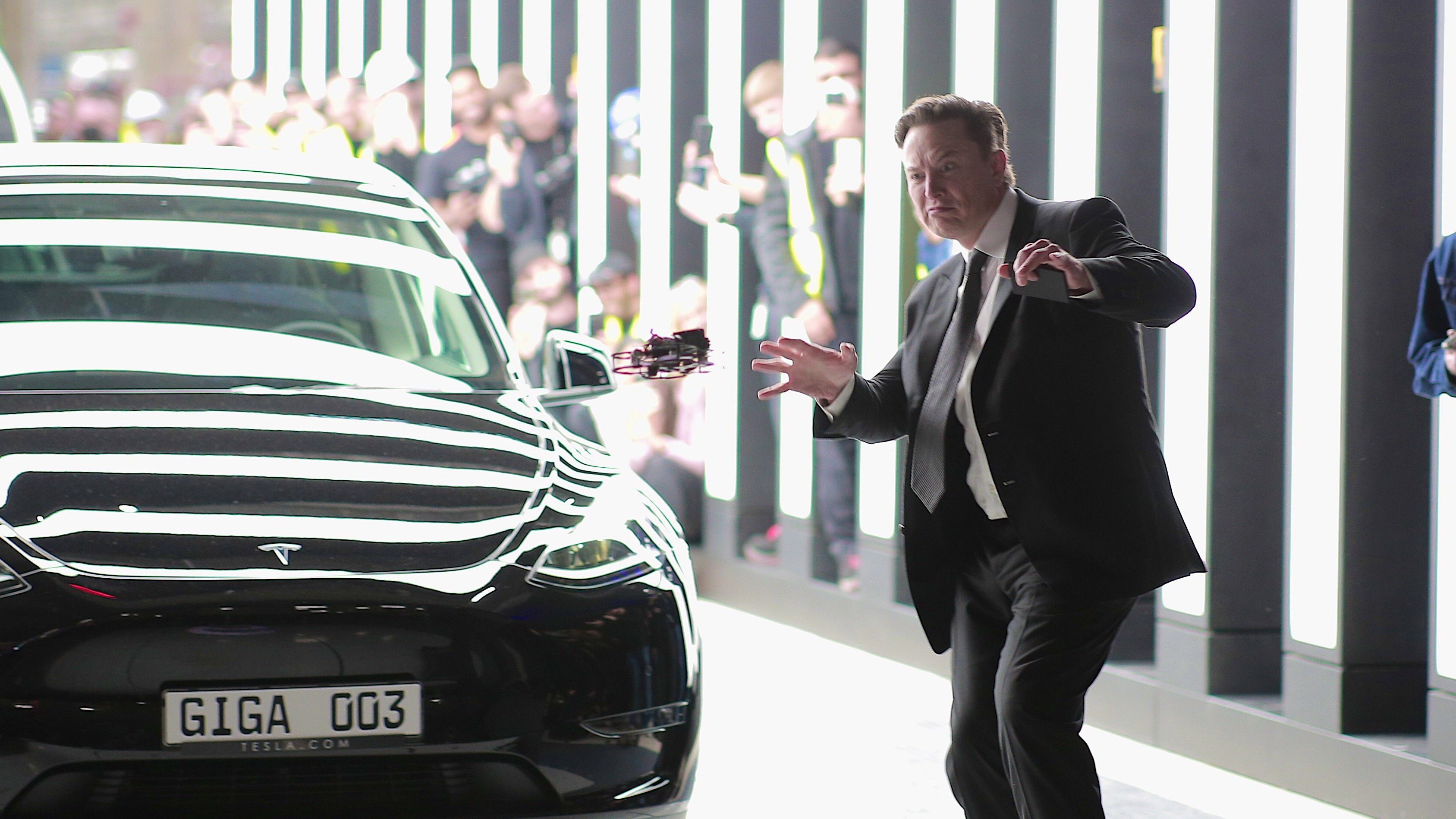 Elon Musk at the opening of a new Tesla plant in Gruenheide, Germany