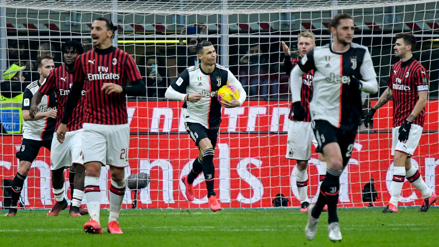 Juventus striker Cristiano Ronaldo scored a last-minute penalty against AC Milan 