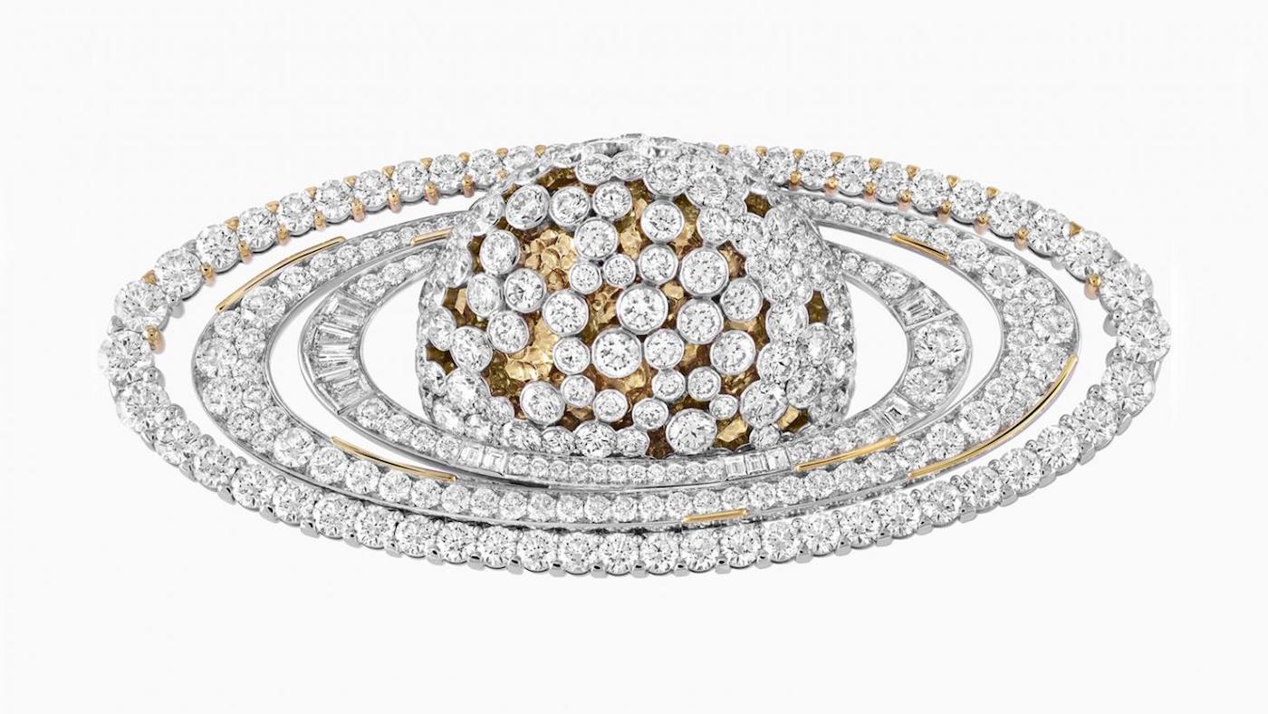A Van Cleef &amp; Arpels Saturn brooch in gold with diamonds