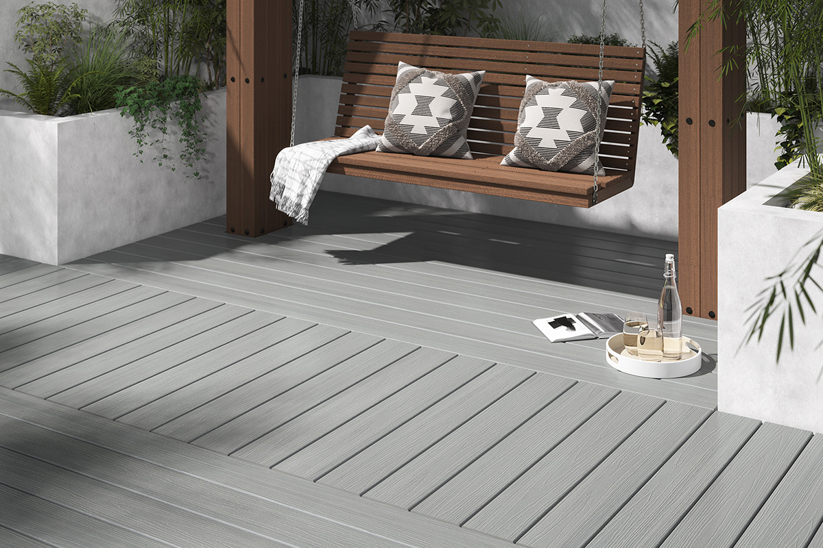 Swing chair on decking