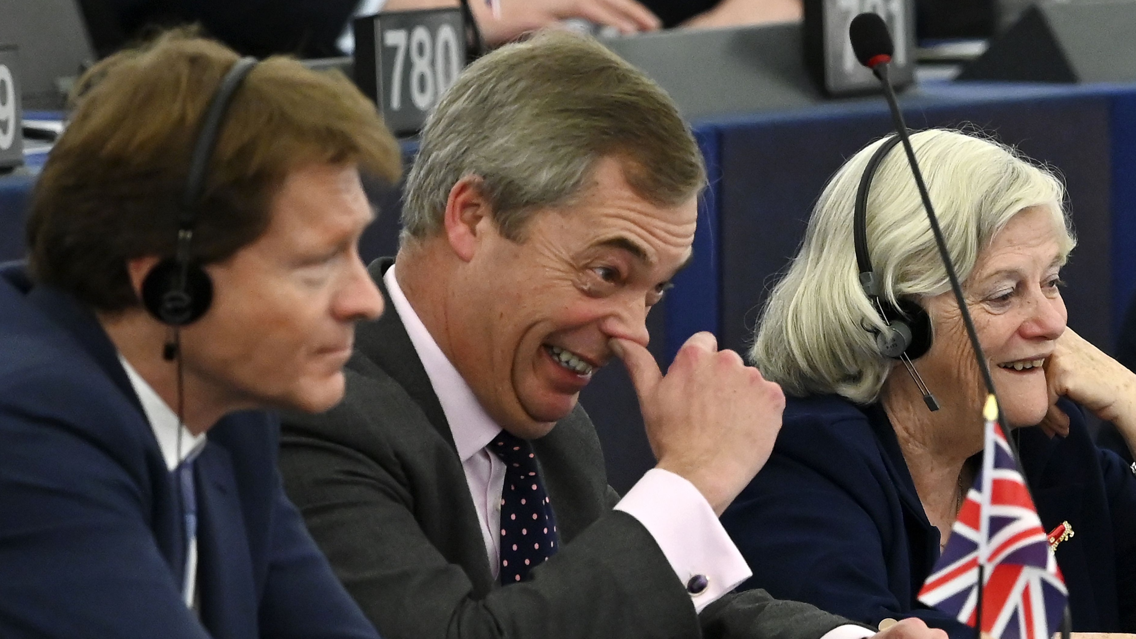 Nigel Farage alongside Brexit Party co-founder Richard Tice and ex-Brexit Party MEP Anne Widdecombe