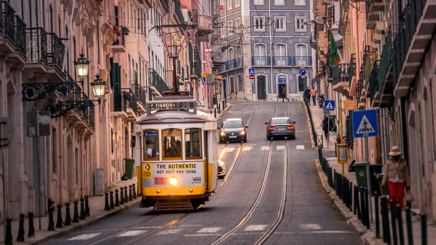 A tram in the Lapa area of Lisbon 