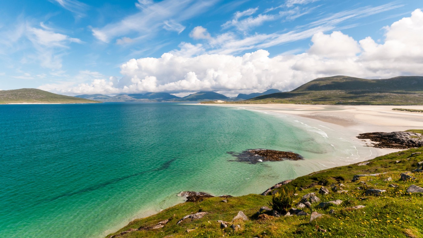 Luskentyre beach at Seilebost on South Harris in the Outer Hebrides, Scotland  