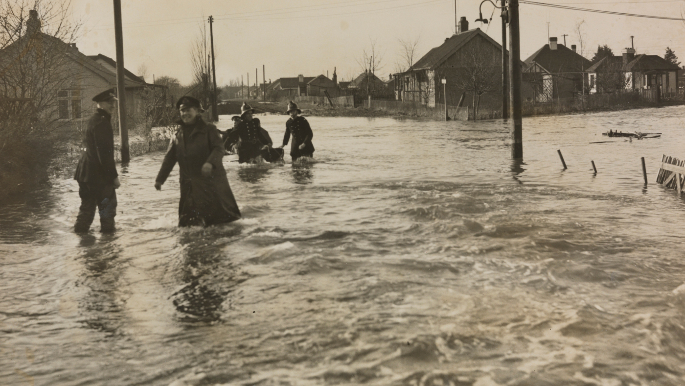 Flood streets in Canvey Island, Essex
