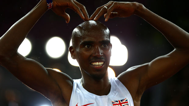  Mo Farah celebrates gold in the 10,000 metres final in Zurich
