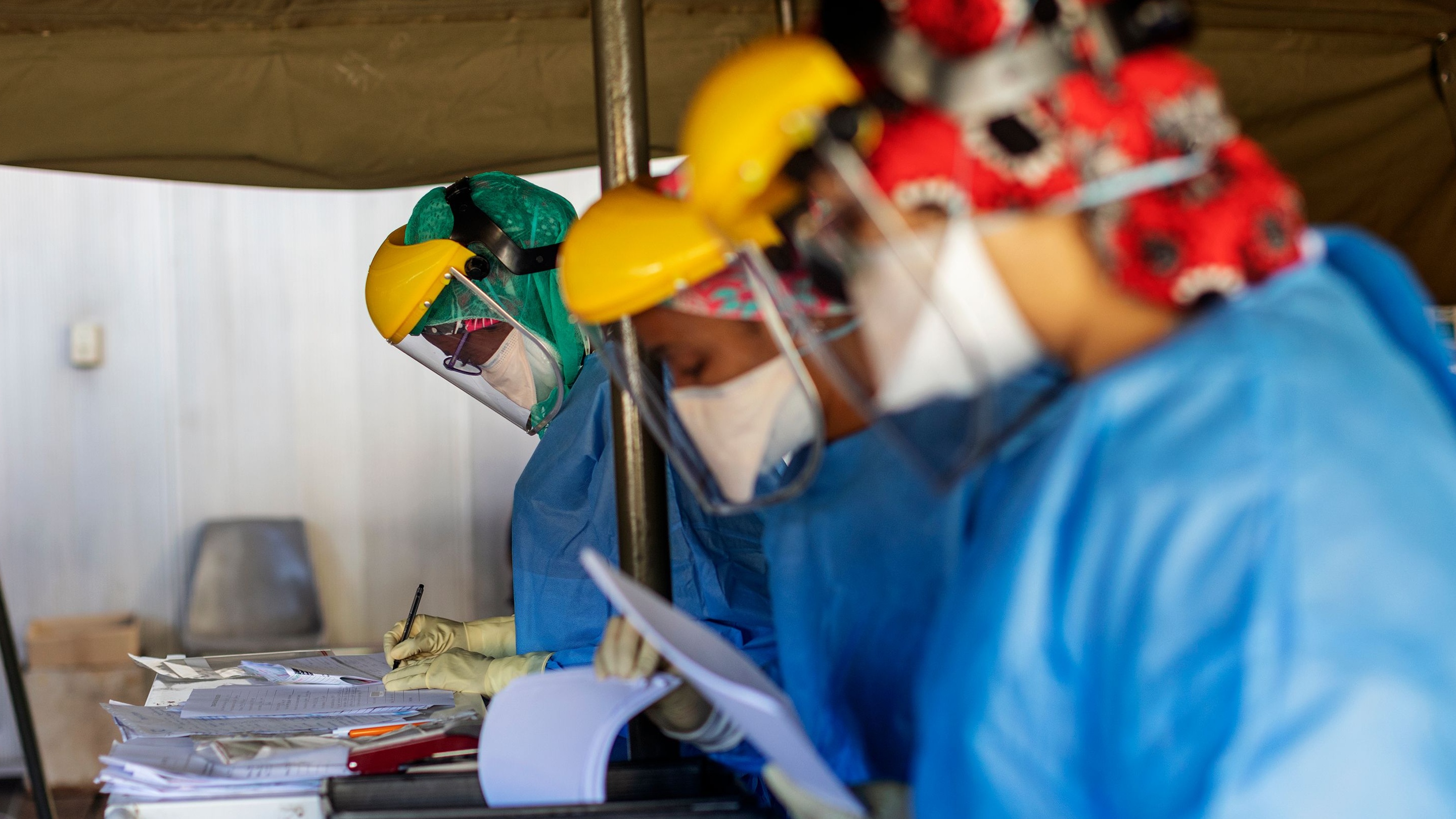 Healthcare workers wearing PPE in Johannesburg, South Africa