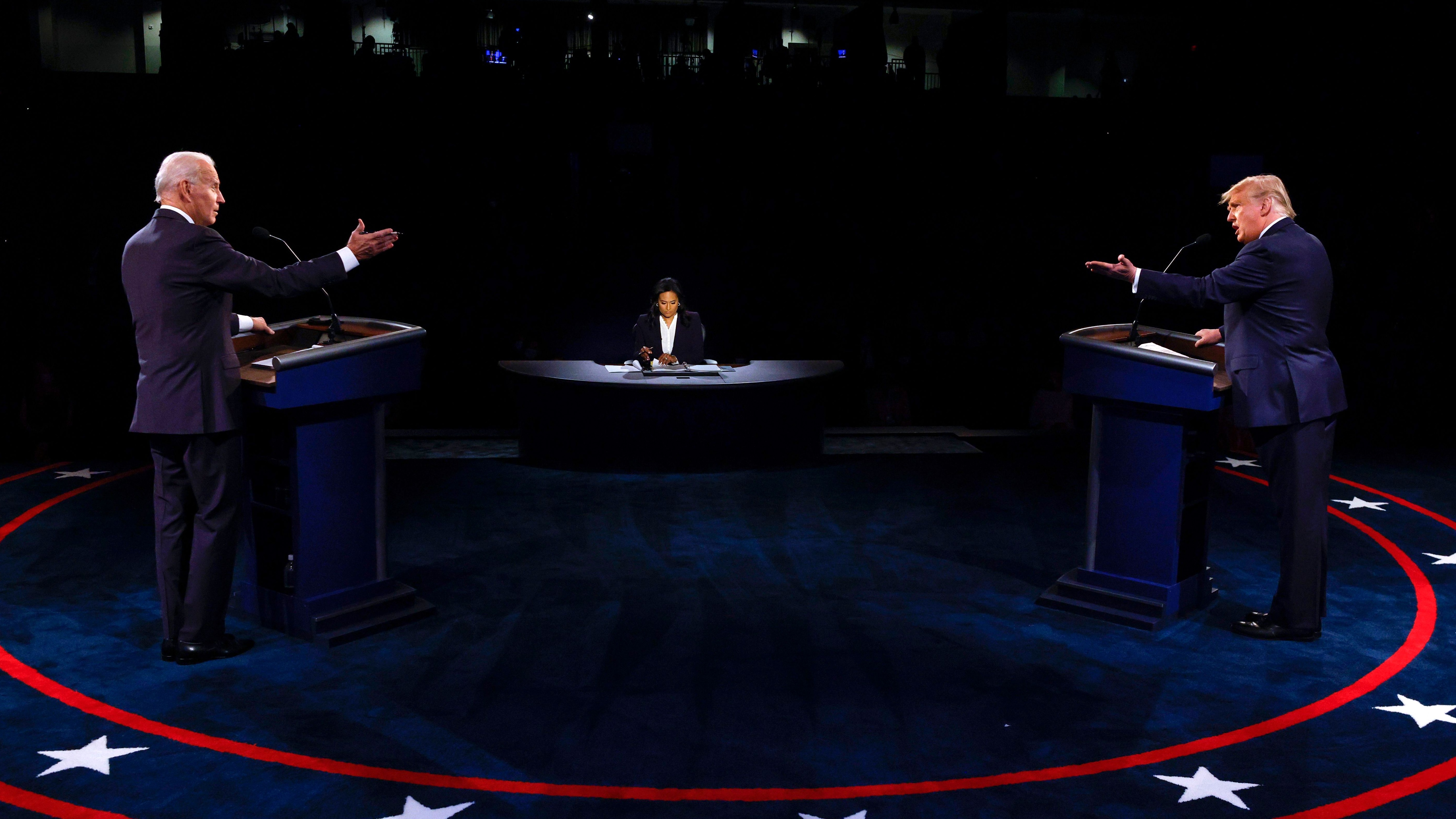 Donald Trump and Joe Biden take part in the final presidential debate.