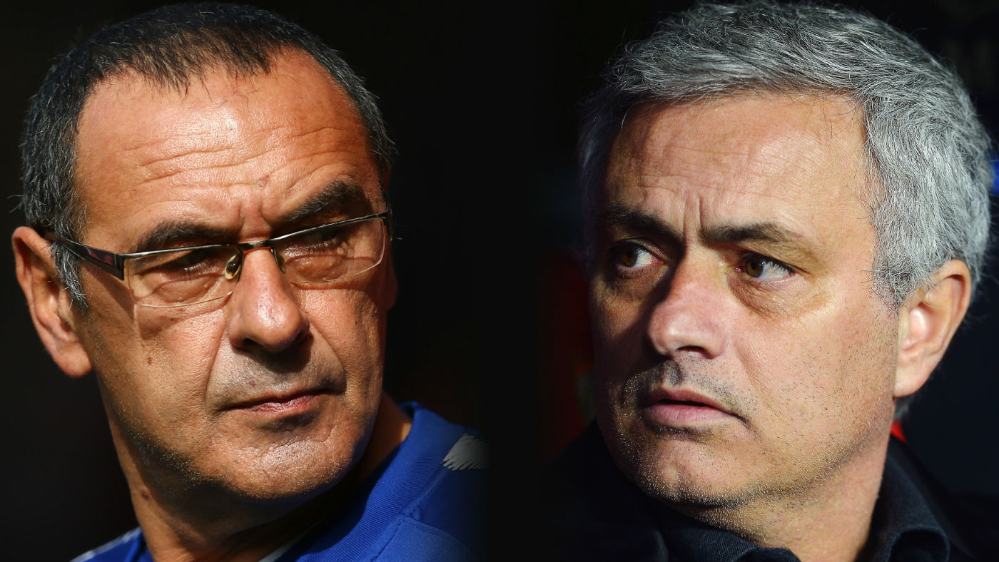 Chelsea boss Maurizio Sarri and Manchester United manager Jose Mourinho