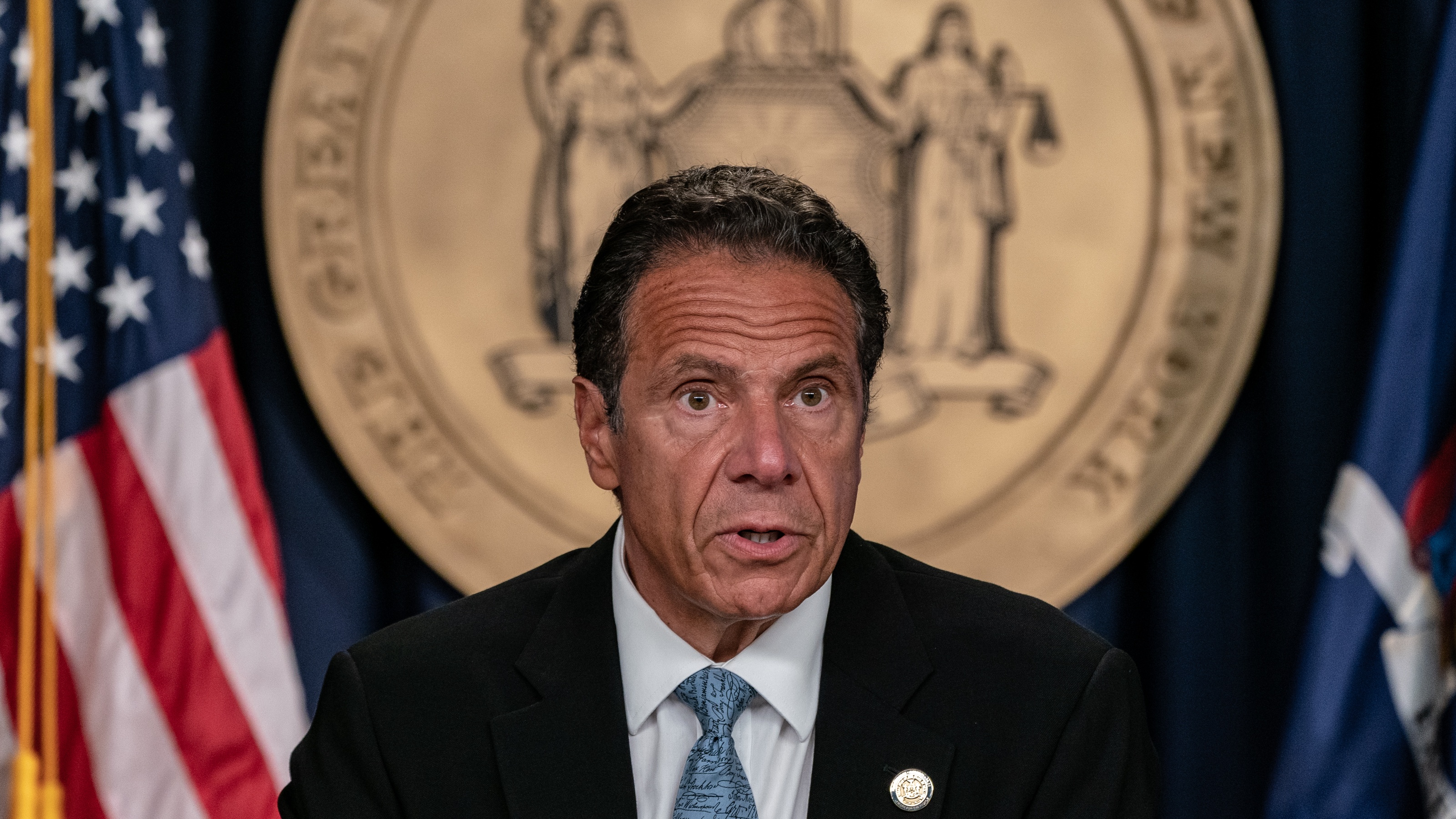 Andrew Cuomo during one of his daily Covid press briefings