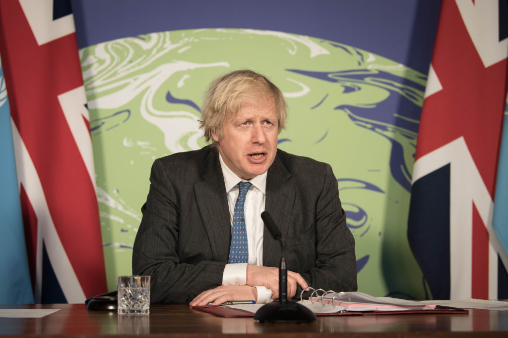 Boris Johnson chairs session of the UN Security Council on climate at the Foreign Office in February 2021