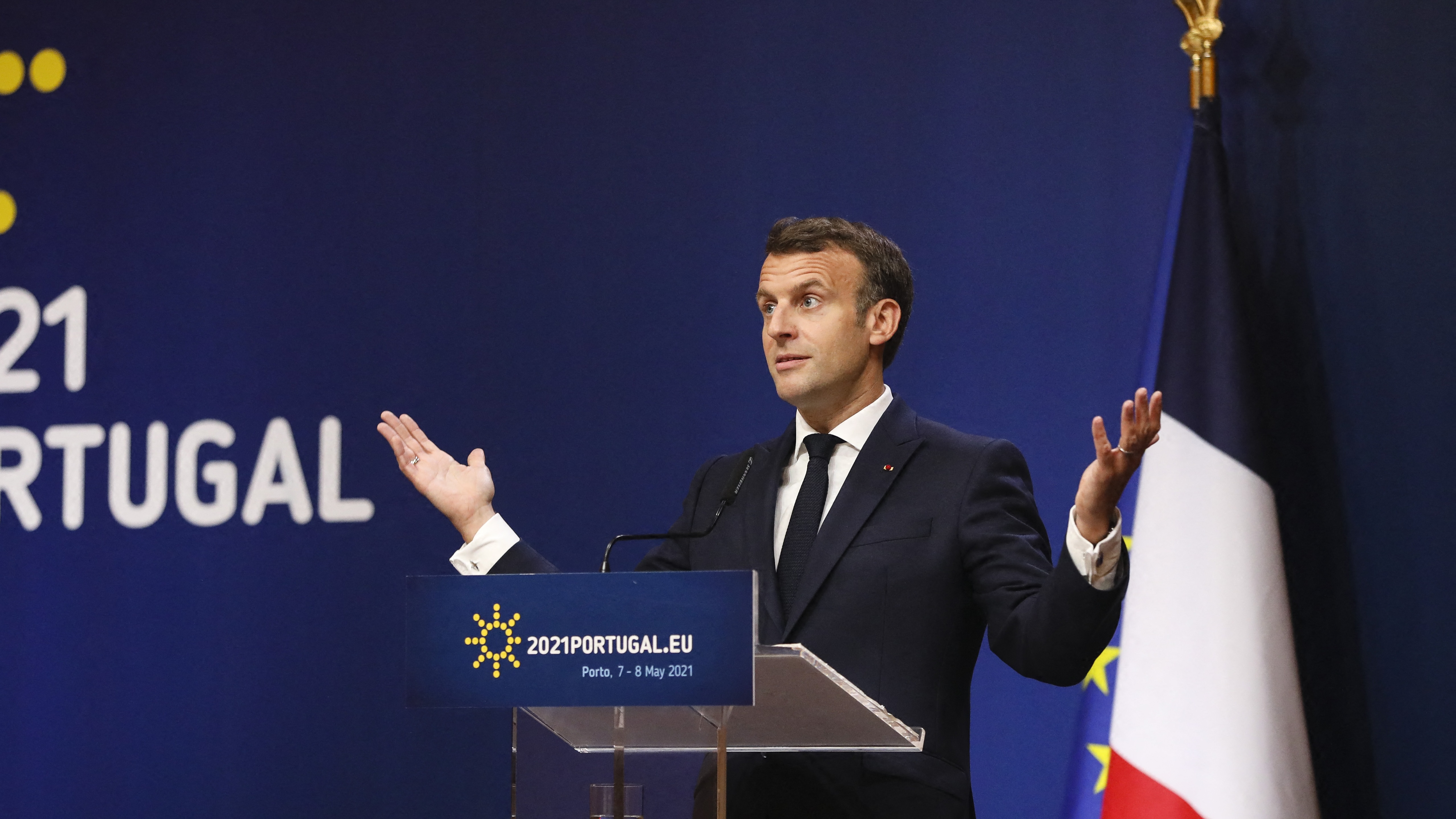 Emmanuel Macron during the European Social Summit in May