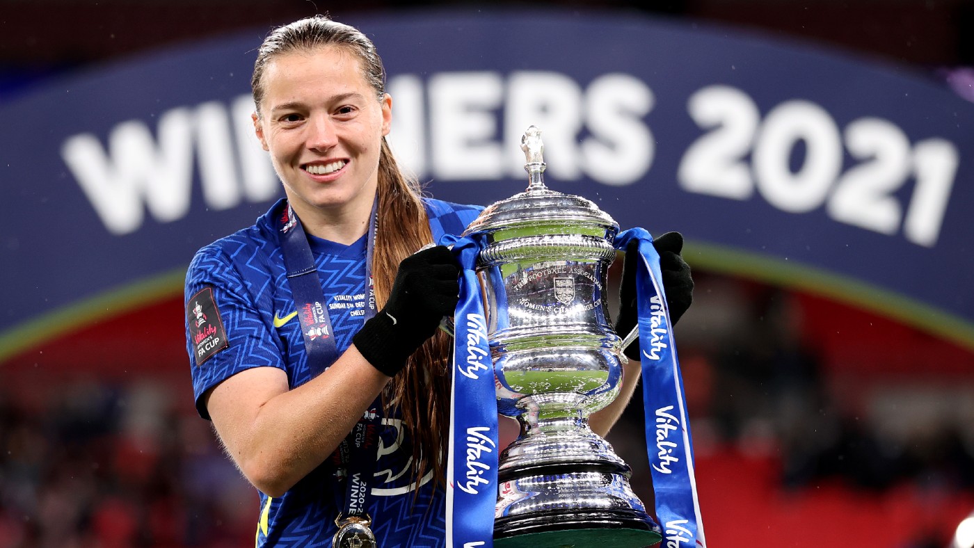 Fran Kirby of Chelsea celebrates with the Women&#039;s FA Cup   