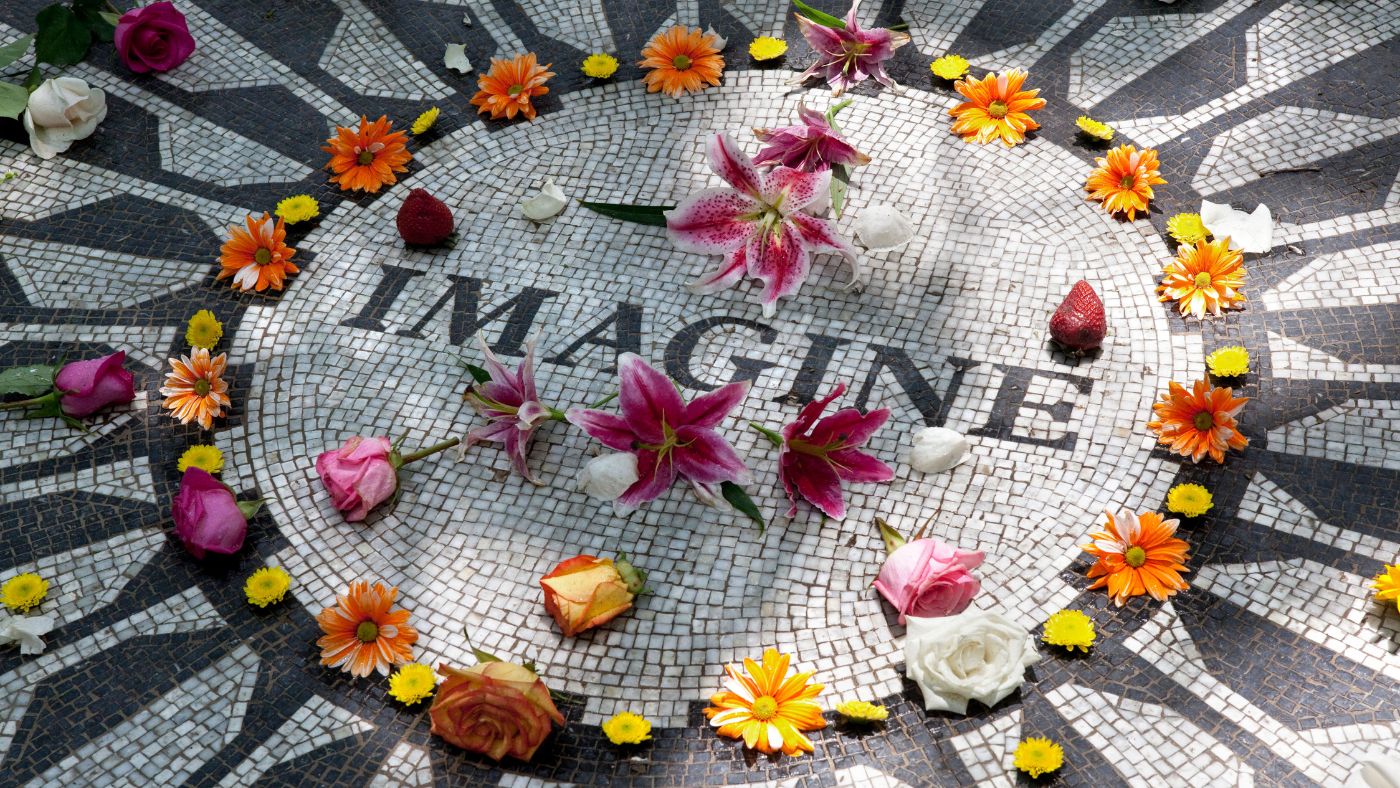The John Lennon ‘Imagine’ memorial in Strawberry Fields, Central Park  