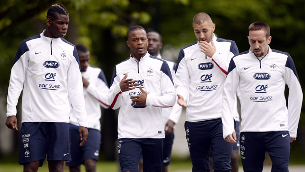 French stars Paul Pogba, Patrice Evra, Karim Benzema and Franck Ribery
