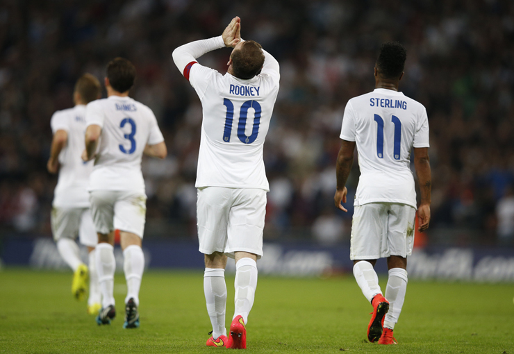 England captain Wayne Rooney celebrates goal against Norway