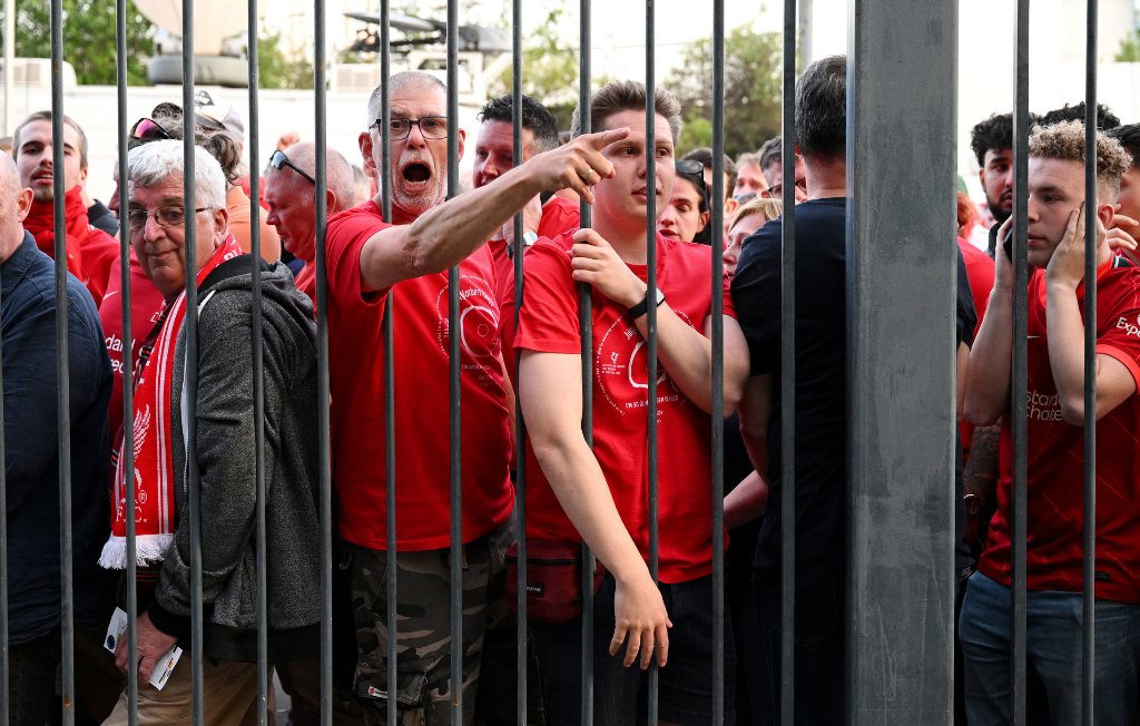 Liverpool fans outside the Stade de France in Paris