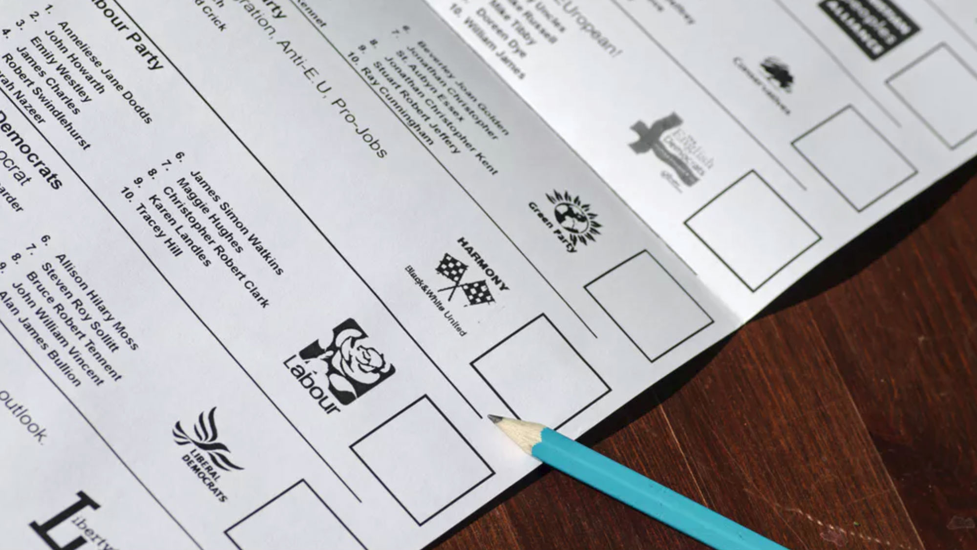 European elections ballot paper