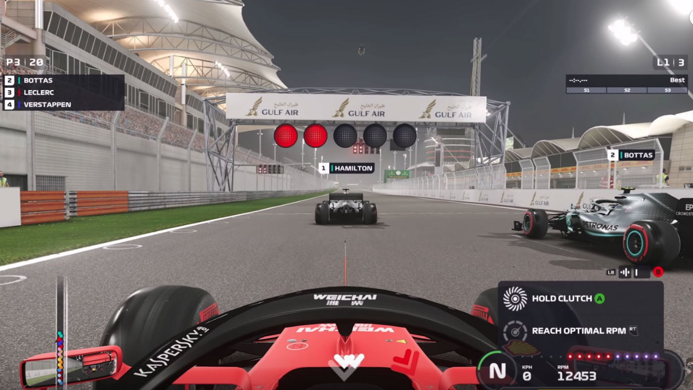 The Bahrain International Circuit as featured on the F1 2019 PC video game