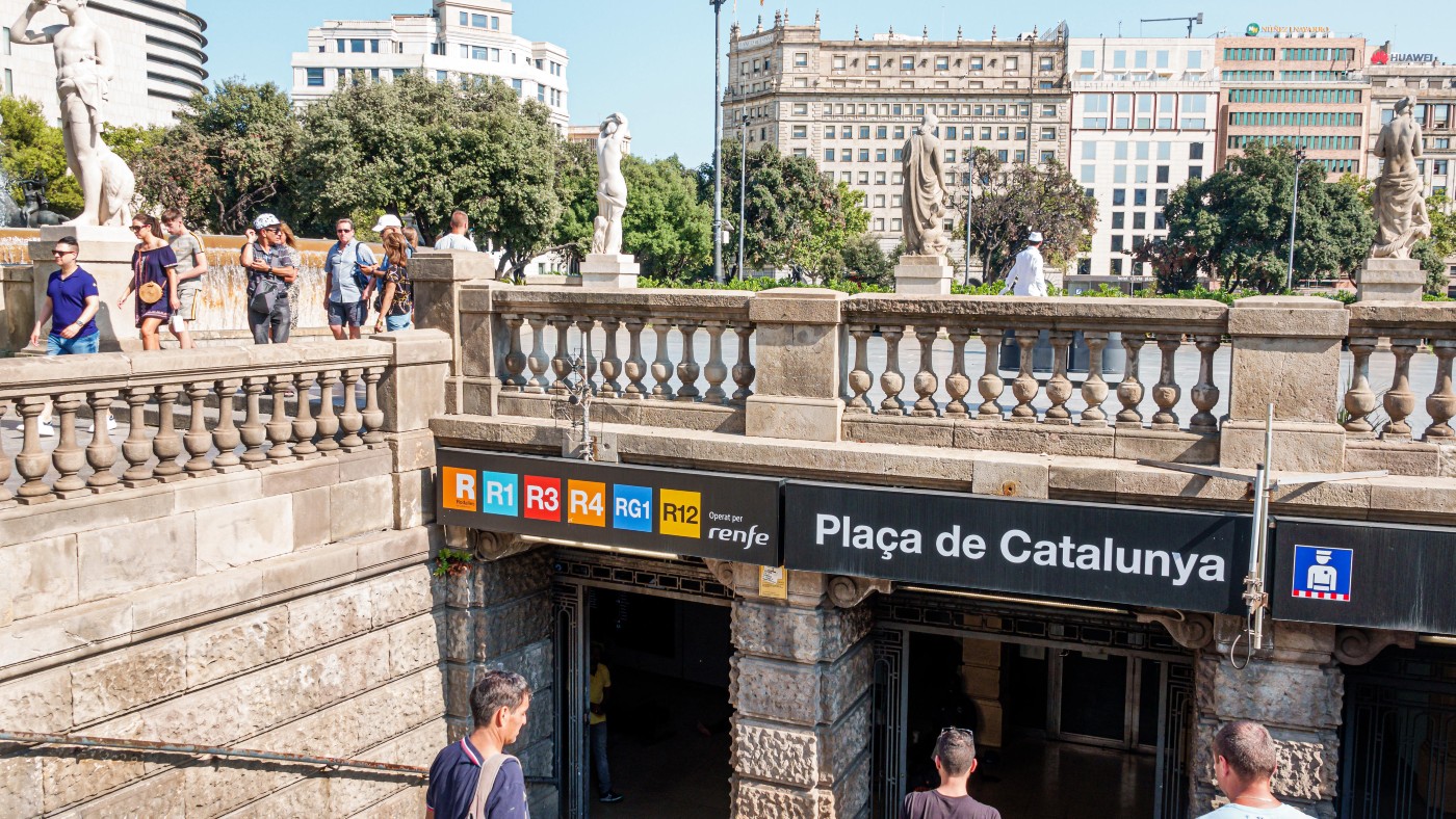 Metro station stop at Plaça de Catalunya in Barcelona 