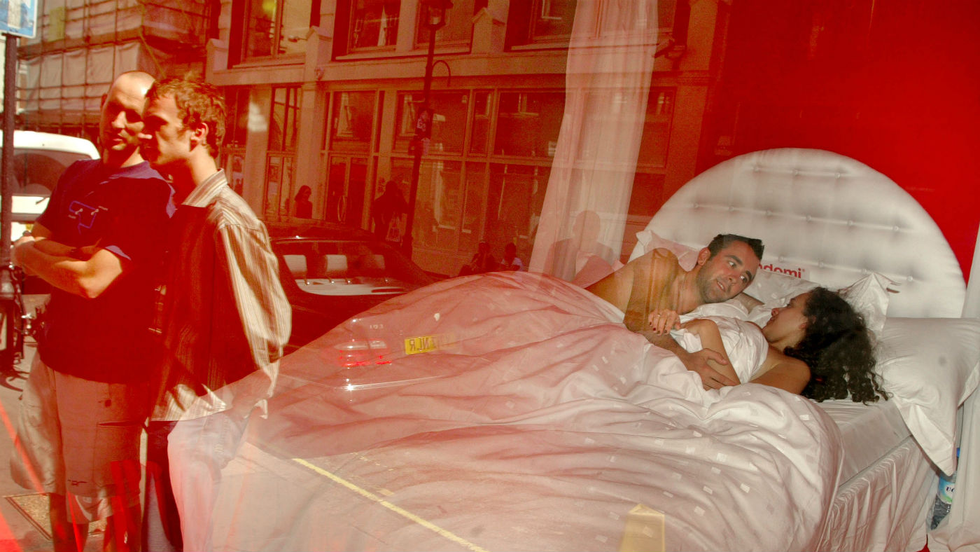 A couple are observed having sex as part of an artwork in London in 2002
