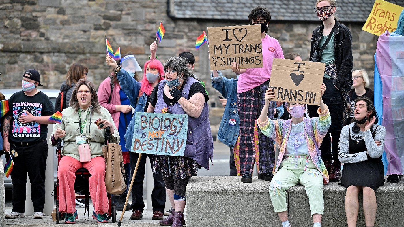 Trans rights activists demonstrating in Edinburgh 