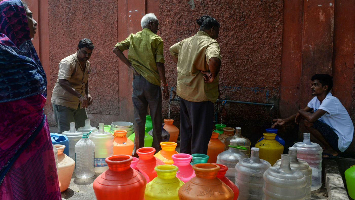People queue for water in Chennai