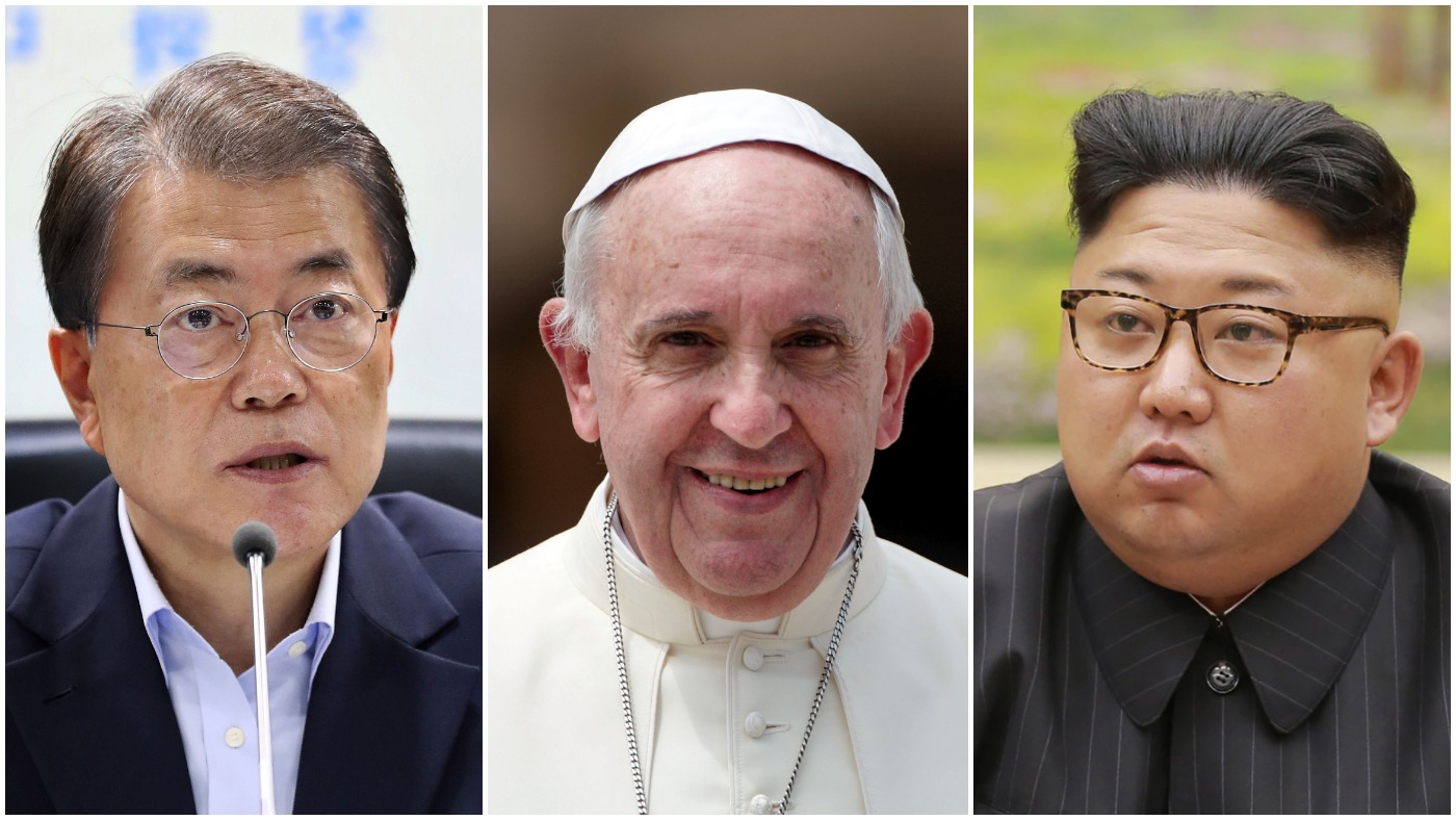 Moon Jae In, Kim Jong Un, Pope Francis, North Korea South Korea