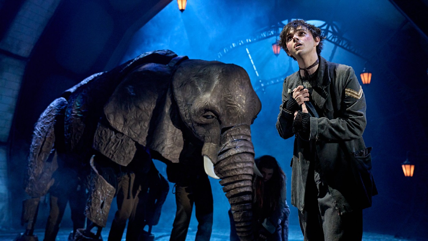 Elephant puppet on stage 