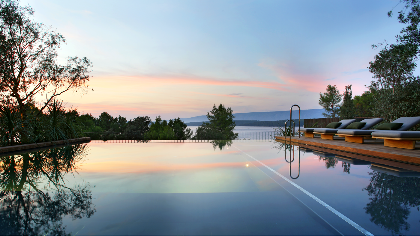 The beautiful pool at Maslina Resort in Croatia