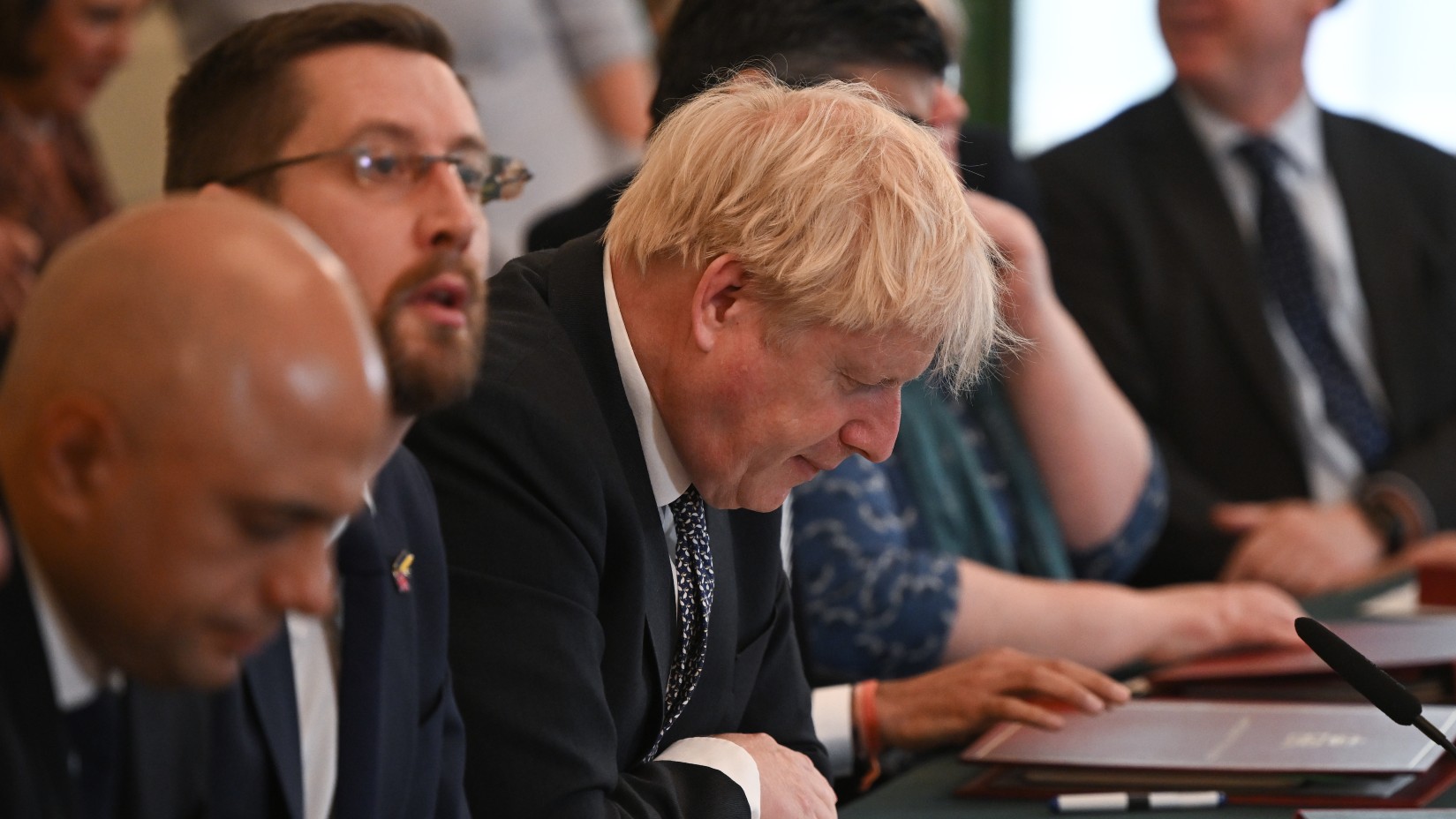 Boris Johnson at the weekly cabinet meeting today 