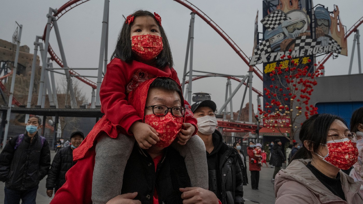 A father and daughter celebrating Chinese New Year